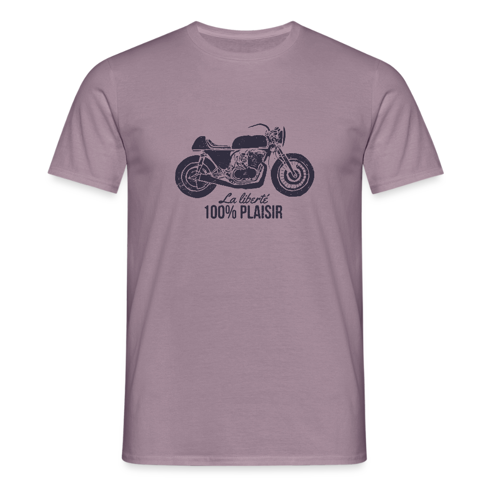 T-shirt Homme – La Liberté 100% Plaisir - REF 00013 - mauve gris 