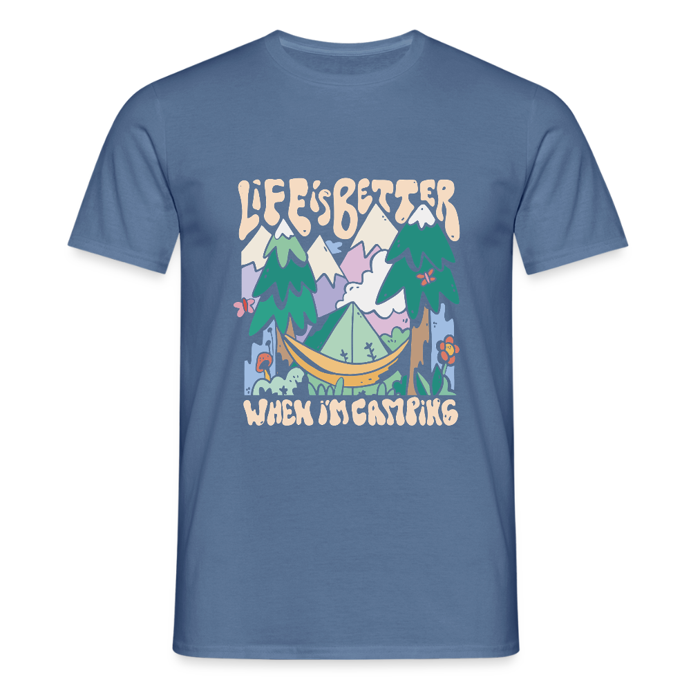 T-shirt Homme – Life is Better When I’m Camping - REF00016 - bleu pigeon 