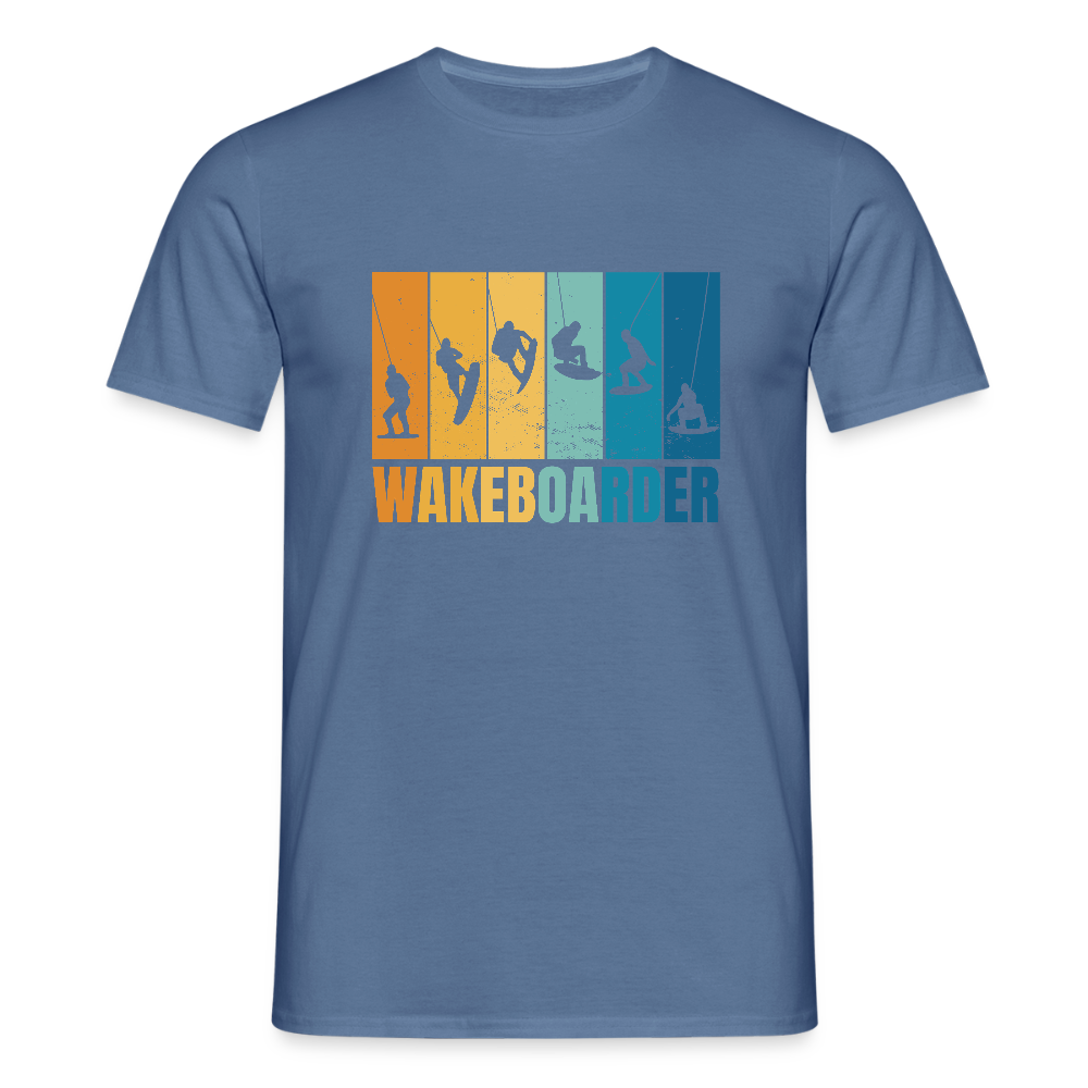 T-shirt Homme – Wakeboarder Vintage - REF00006 - bleu pigeon 