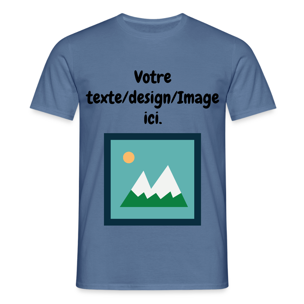 T-shirt Custom – Votre Texte, Votre Design ! - bleu pigeon 