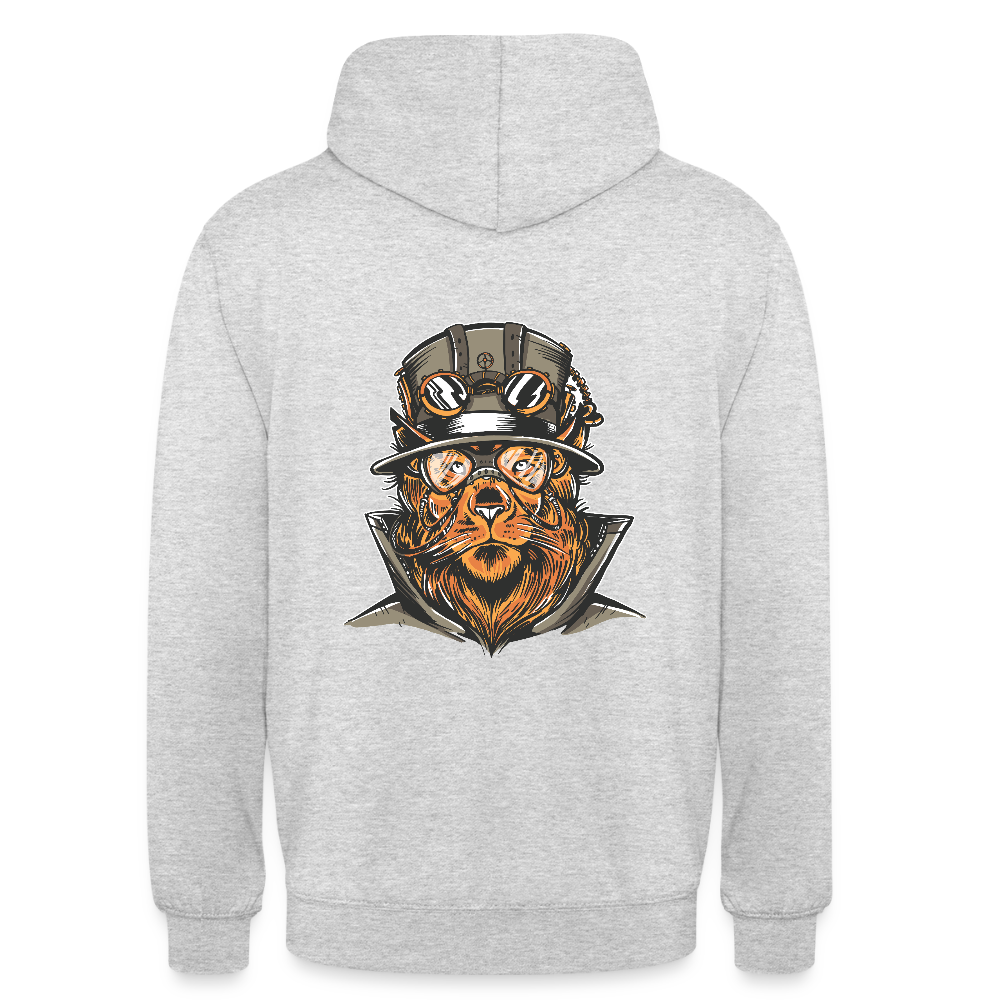 Sweat à Capuche Lion Steampunk - REF00003 - gris clair chiné