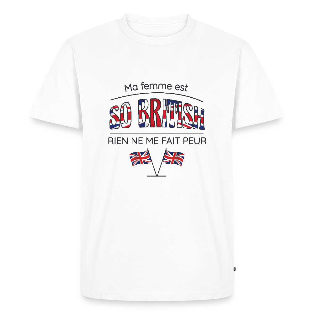 🇬🇧 T-shirt Homme “Ma femme est so British” – Humour & Couple Mixte | UNiKtee REF00073 - blanc