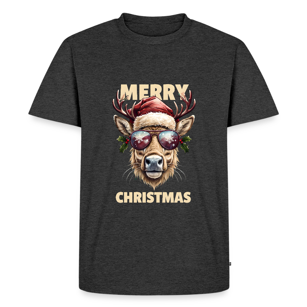 🦌 T-shirt Premium Bio “Merry Christmas” – Style & Esprit Festif | UNiKtee REF00071 - anthracite chiné