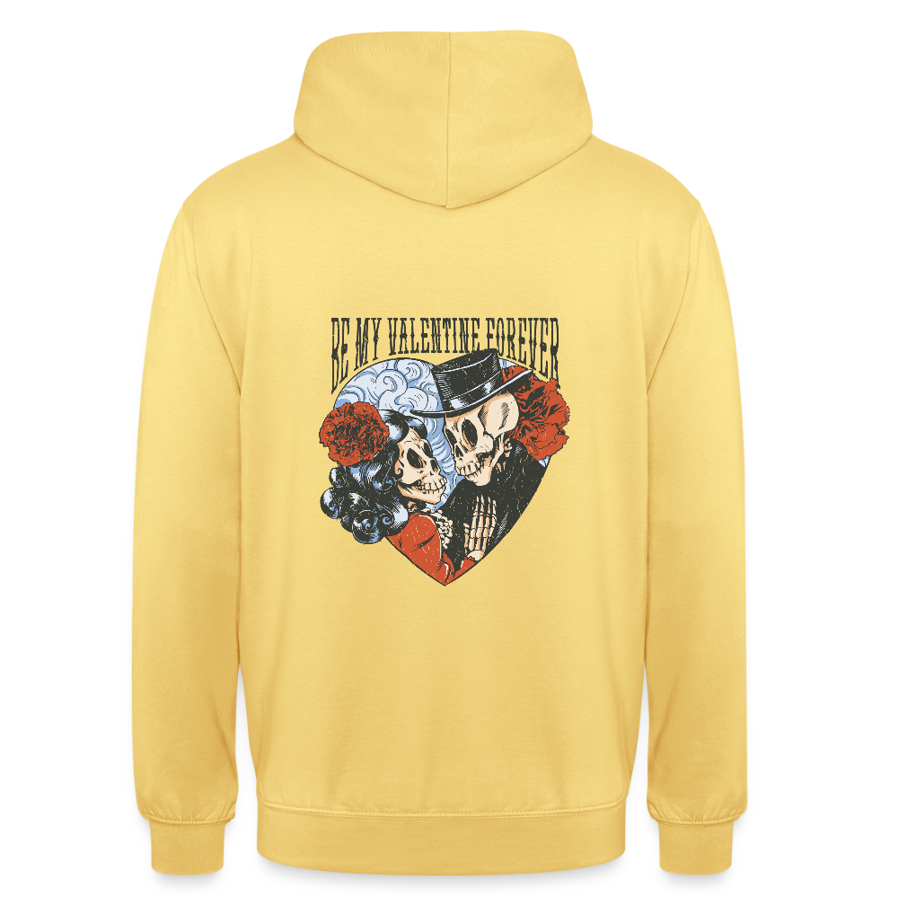 Sweat à Capuche Unisexe “Be My Valentine Forever” – Amour Éternel & Style Gothique | REF00062 - jaune citron