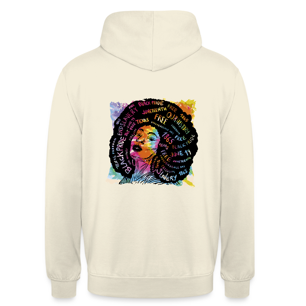 Sweat à Capuche Unisexe “Afro Queen” – Art Coloré & Message d’Empowerment | REF00063 - vanille
