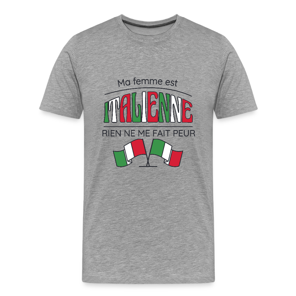 T-shirt Homme “Ma femme est italienne” – Humour & Fierté | UNiKtee REF00074 - gris chiné