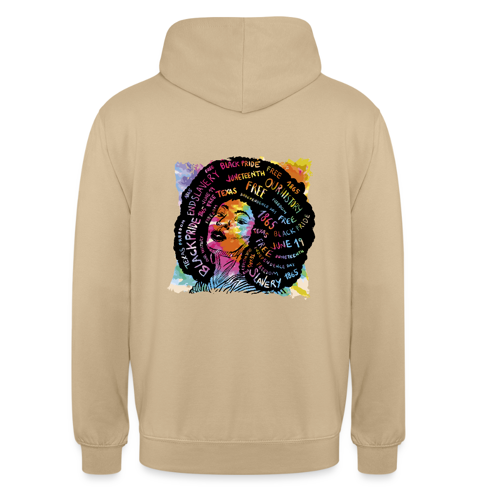 Sweat à Capuche Unisexe “Afro Queen” – Art Coloré & Message d’Empowerment | REF00063 - beige