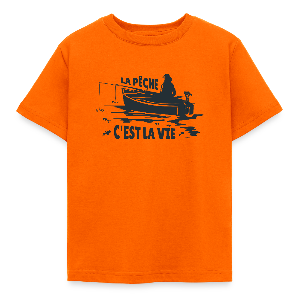 🐟 T-shirt Enfant Pêche “La Pêche c’est la Vie” – Fun & Nature | UNiKtee - REF00025 - orange