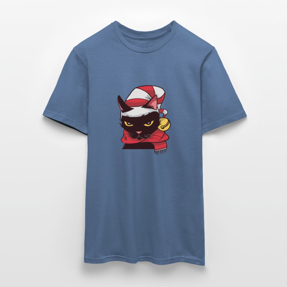 T-shirt Homme – Chat de Noël Grincheux - REF00005 - bleu pigeon 