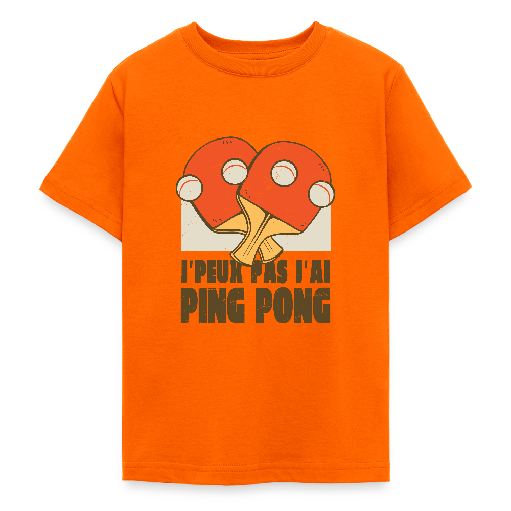 🏓 T-shirt Ado “J’peux pas, j’ai Ping Pong” – Fun & Sport Attitude | UNiKtee REF00040 - orange