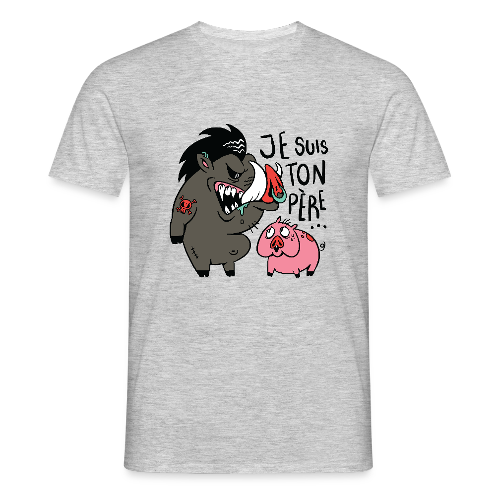 🐗 T-shirt Homme “Je suis ton père” – Humour Geek & Style Unique | UNiKtee REF00031 - gris chiné