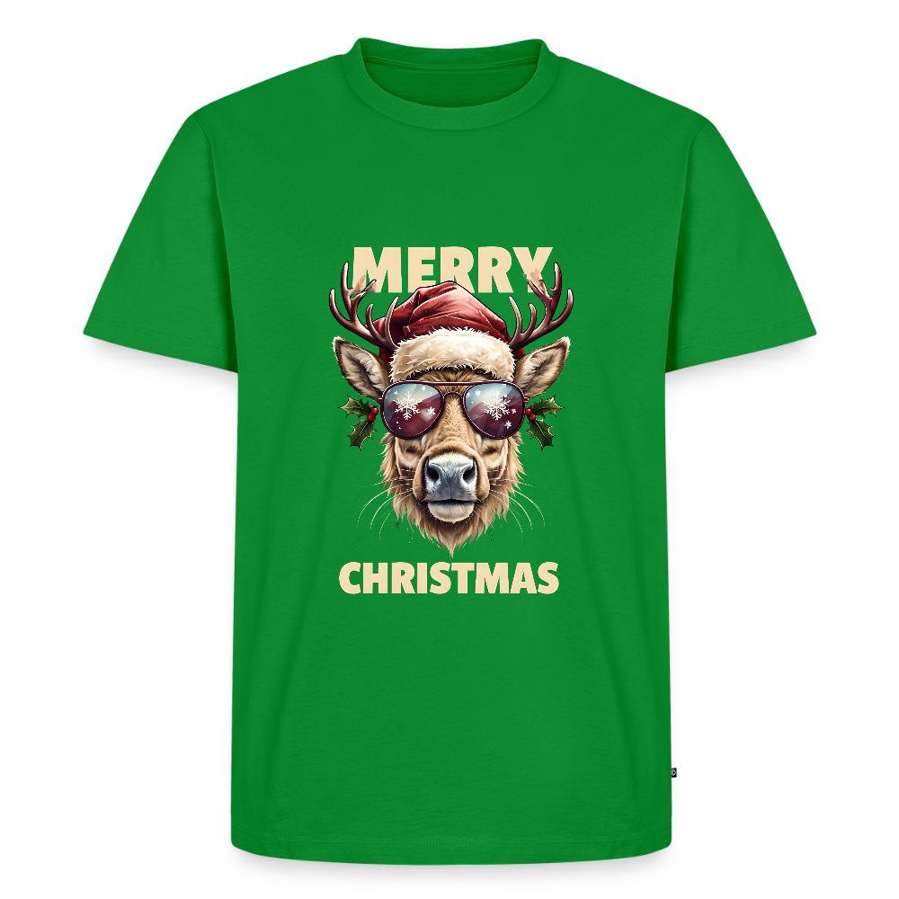 🦌 T-shirt Premium Bio “Merry Christmas” – Style & Esprit Festif | UNiKtee REF00071 - vert
