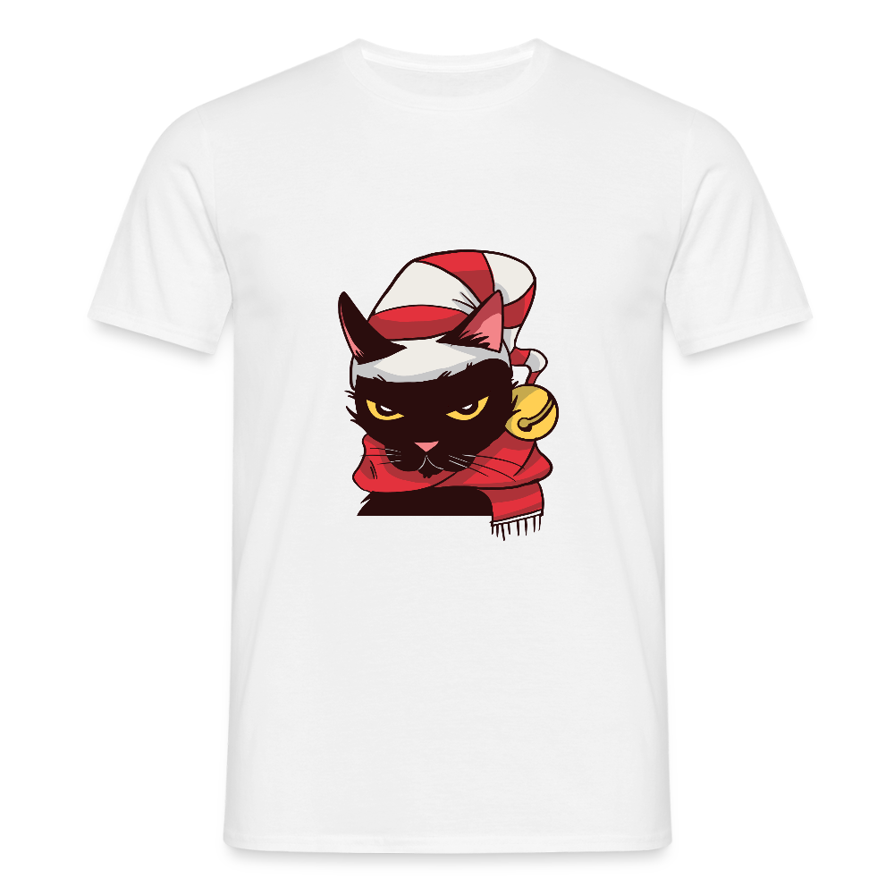 T-shirt Homme – Chat de Noël Grincheux - REF00005 - blanc