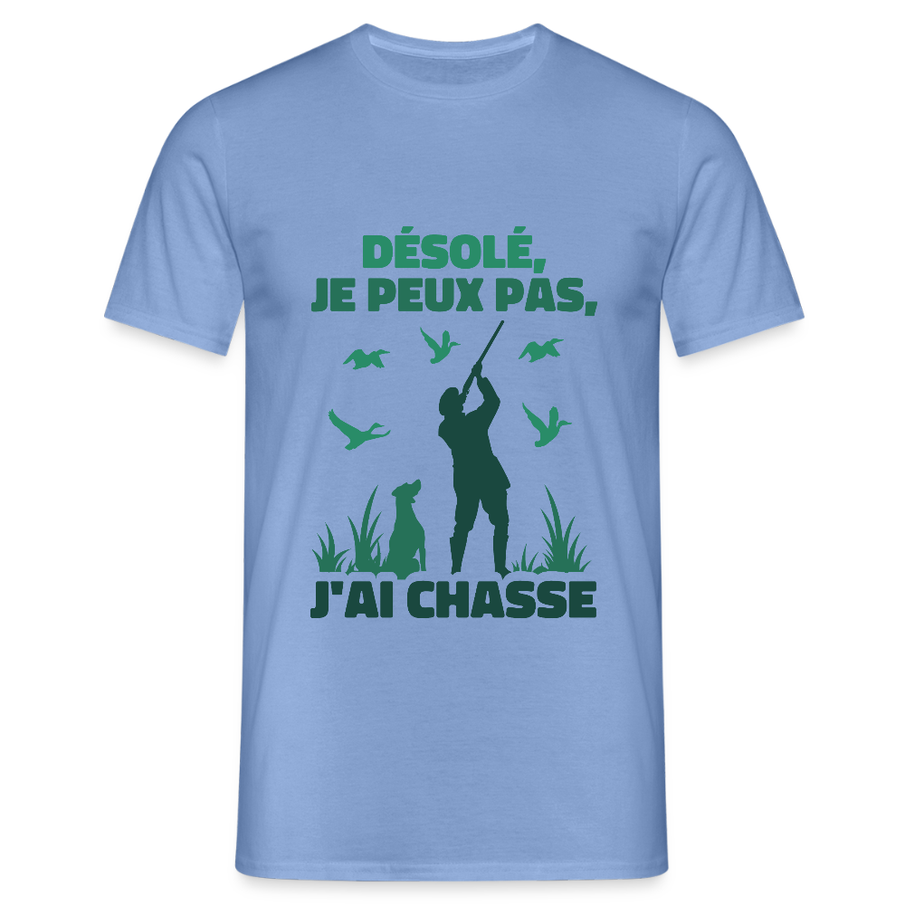 T-shirt Homme – Je peux pas, j’ai chasse - REF00015 - carolina blue
