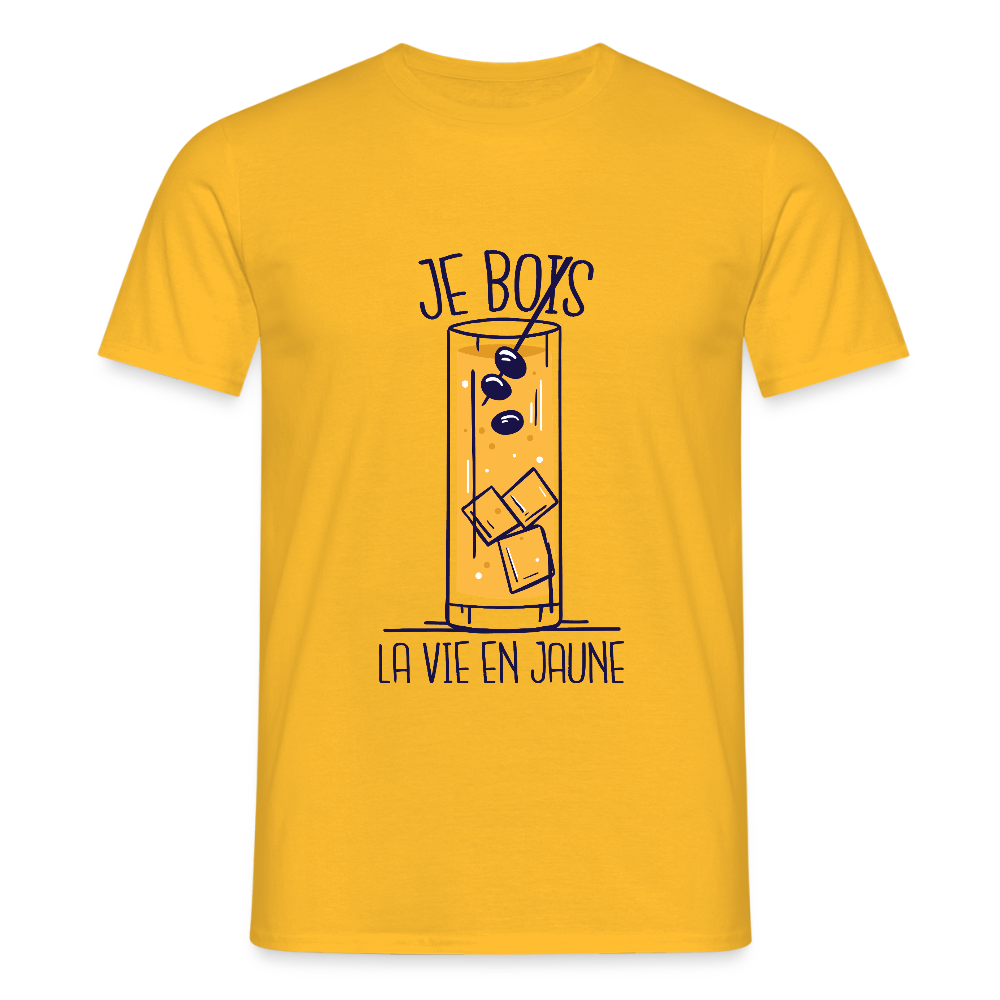 T-shirt Homme “Je Bois la Vie en Jaune” – Humour & Bonne Humeur | UNiKtee - REF00027 - jaune