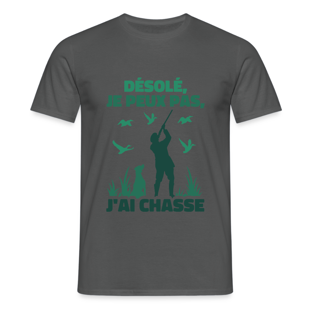 T-shirt Homme – Je peux pas, j’ai chasse - REF00015 - charbon
