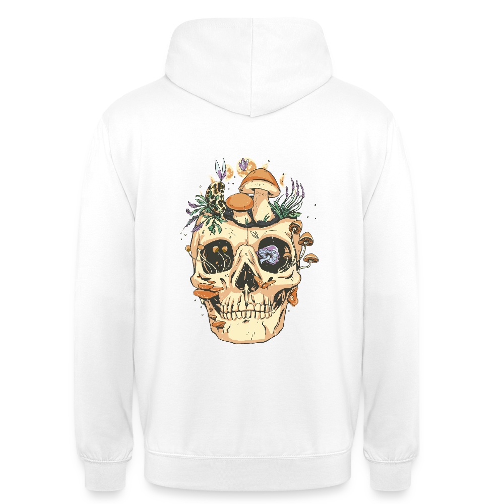 Sweat à Capuche Unisexe “Forest Skull” – Crâne Bohème & Nature Sauvage | REF00060 - blanc
