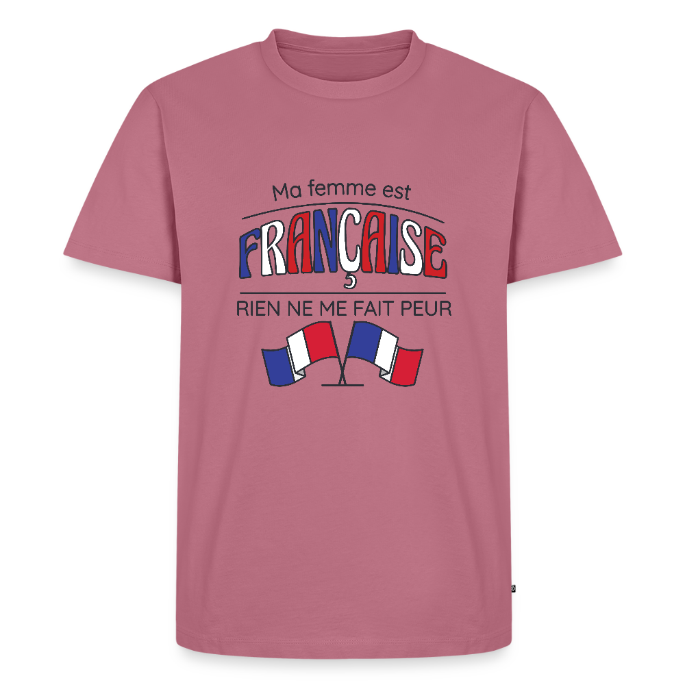 🇫🇷 T-shirt Homme “Ma femme est Française” – Humour & Fierté | UNiKtee REF00076 - mauve