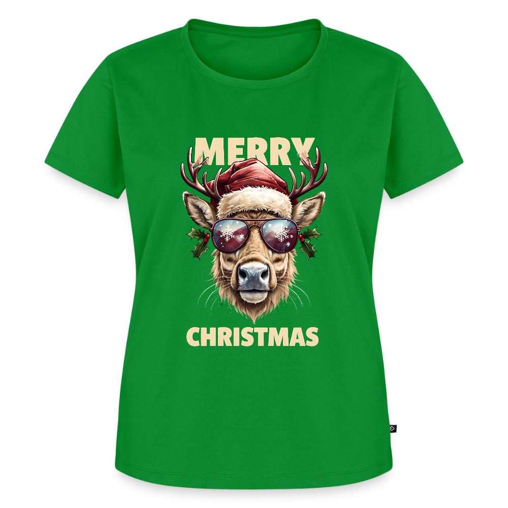 🦌 T-shirt Premium Bio Femme “Merry Christmas” – Style Festif & Détente | UNiKtee REF00071 - vert