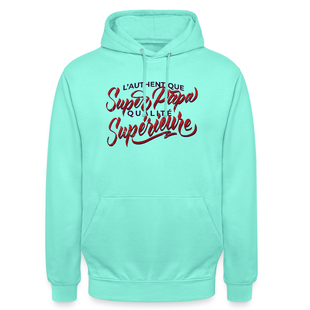 Sweat à Capuche Homme “Super Papa – Qualité Supérieure” | UNiKtee REF00036 - menthe