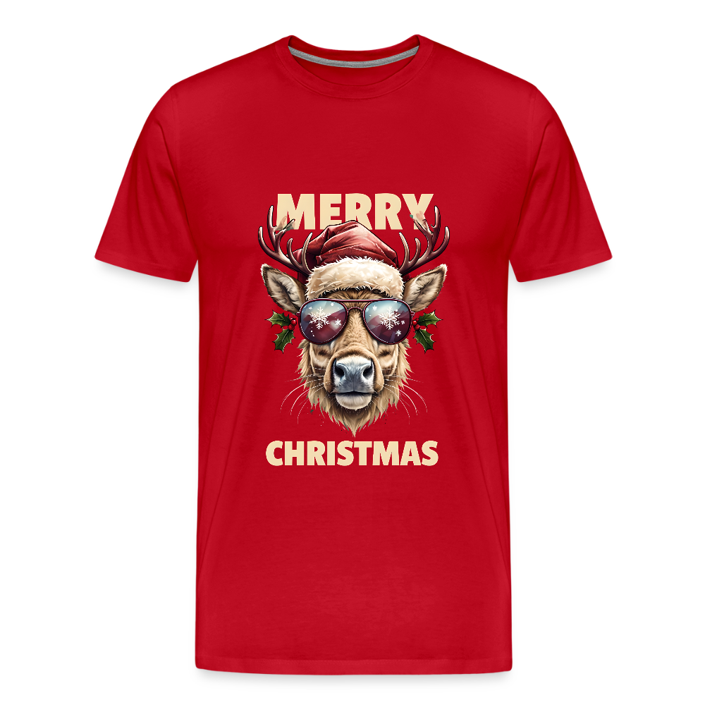 🦌 T-shirt Premium Bio “Merry Christmas” – Style & Esprit Festif | UNiKtee REF00071 - rouge