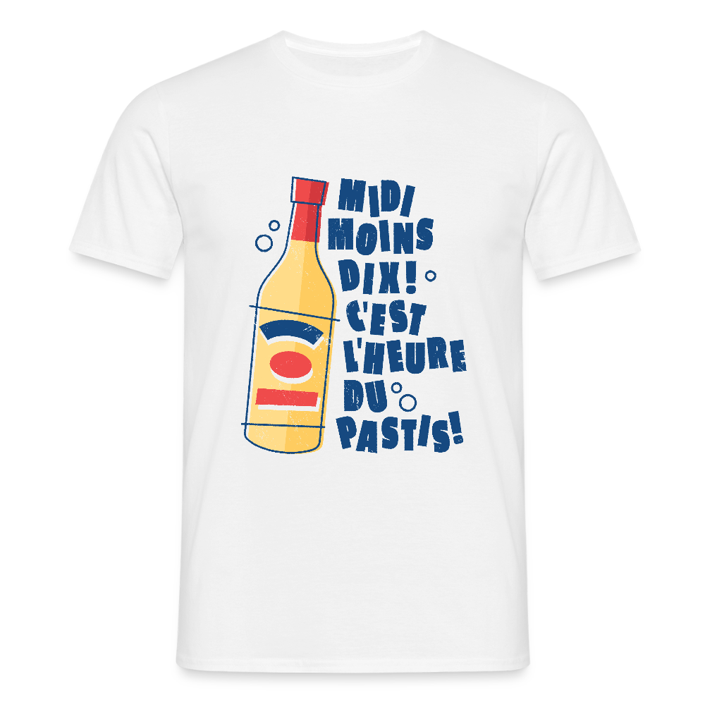T-shirt Homme “C’est l’heure du Pastis” – Humour & Apéro du Sud | UNiKtee REF00039 - blanc