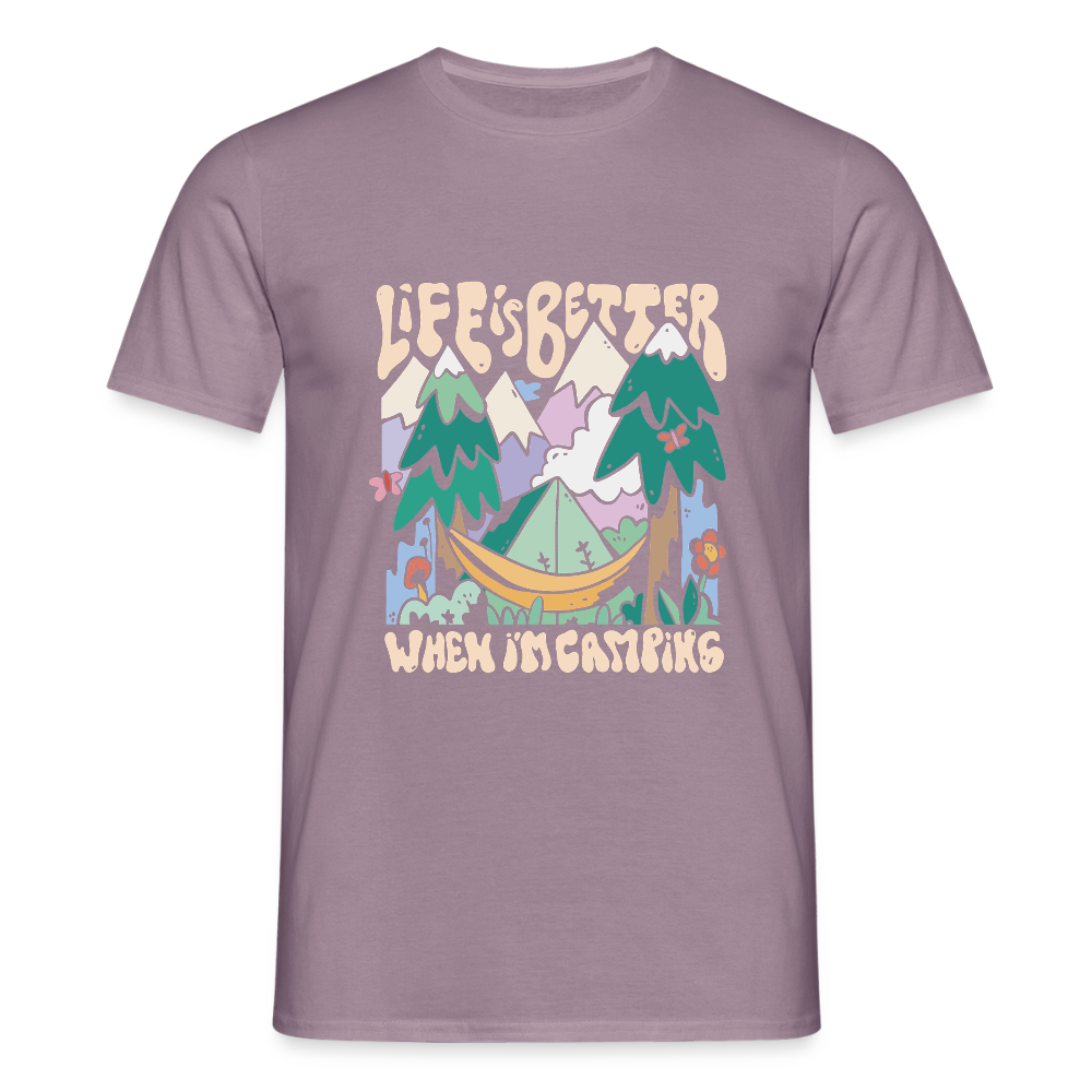 T-shirt Homme – Life is Better When I’m Camping - REF00016 - mauve gris 