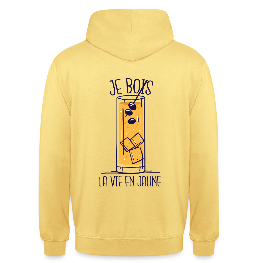 weat à Capuche “Je Bois la Vie en Jaune” – Style, Humour & Bonne Humeur | UNiKtee - REF00027 - jaune citron