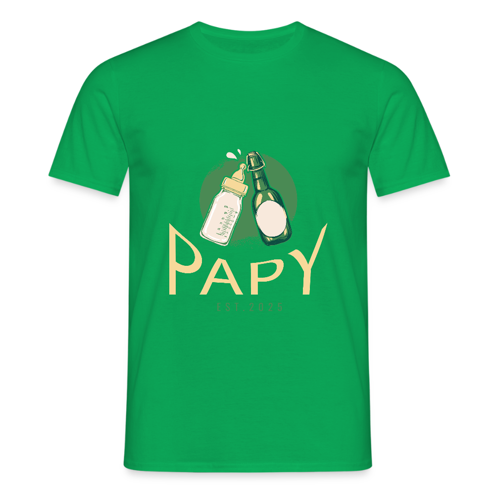 T-shirt Homme “Papy Est.2025” – Cadeau Original pour Nouveau Grand-Père | REF00059 - vert