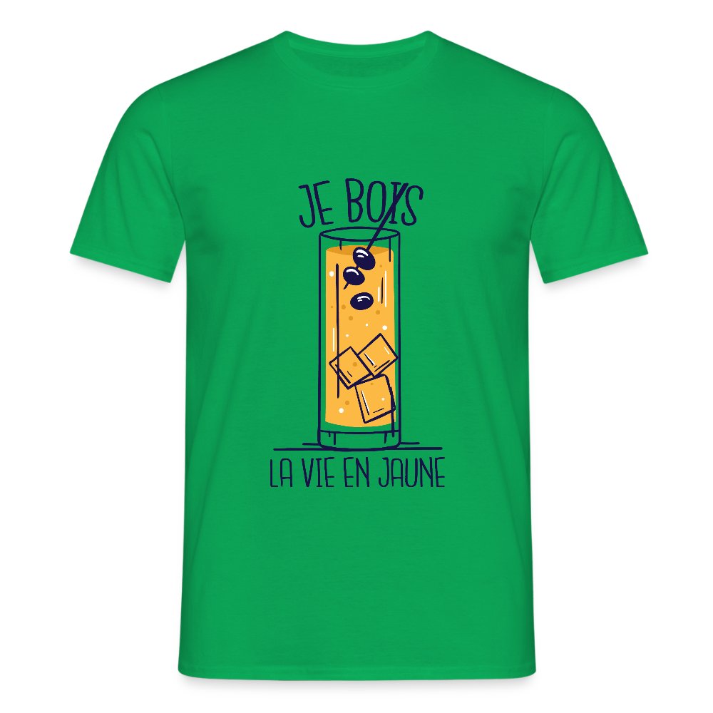 T-shirt Homme “Je Bois la Vie en Jaune” – Humour & Bonne Humeur | UNiKtee - REF00027 - vert