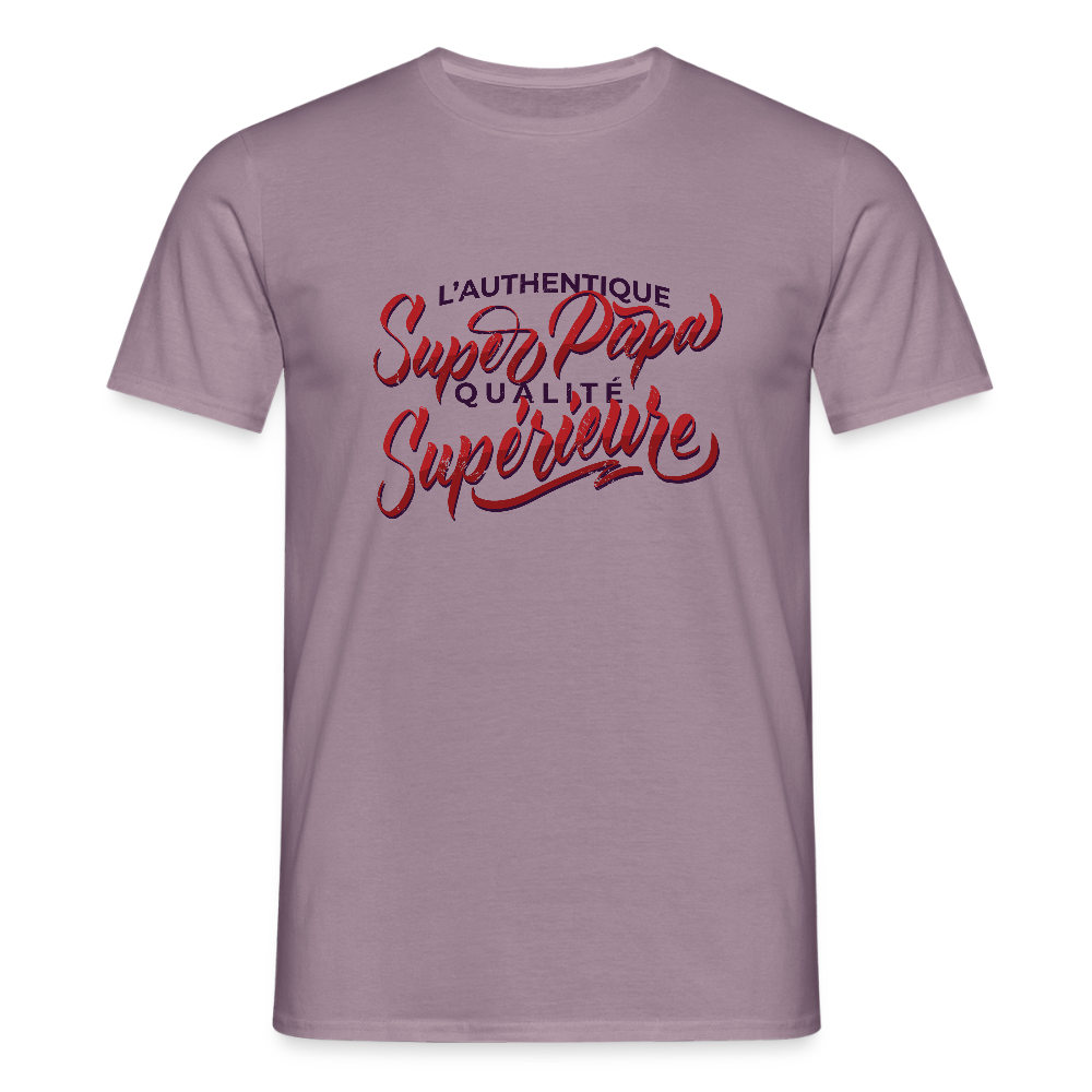 T-shirt Homme “Super Papa – Qualité Supérieure” | UNiKtee REF00036 - mauve gris 