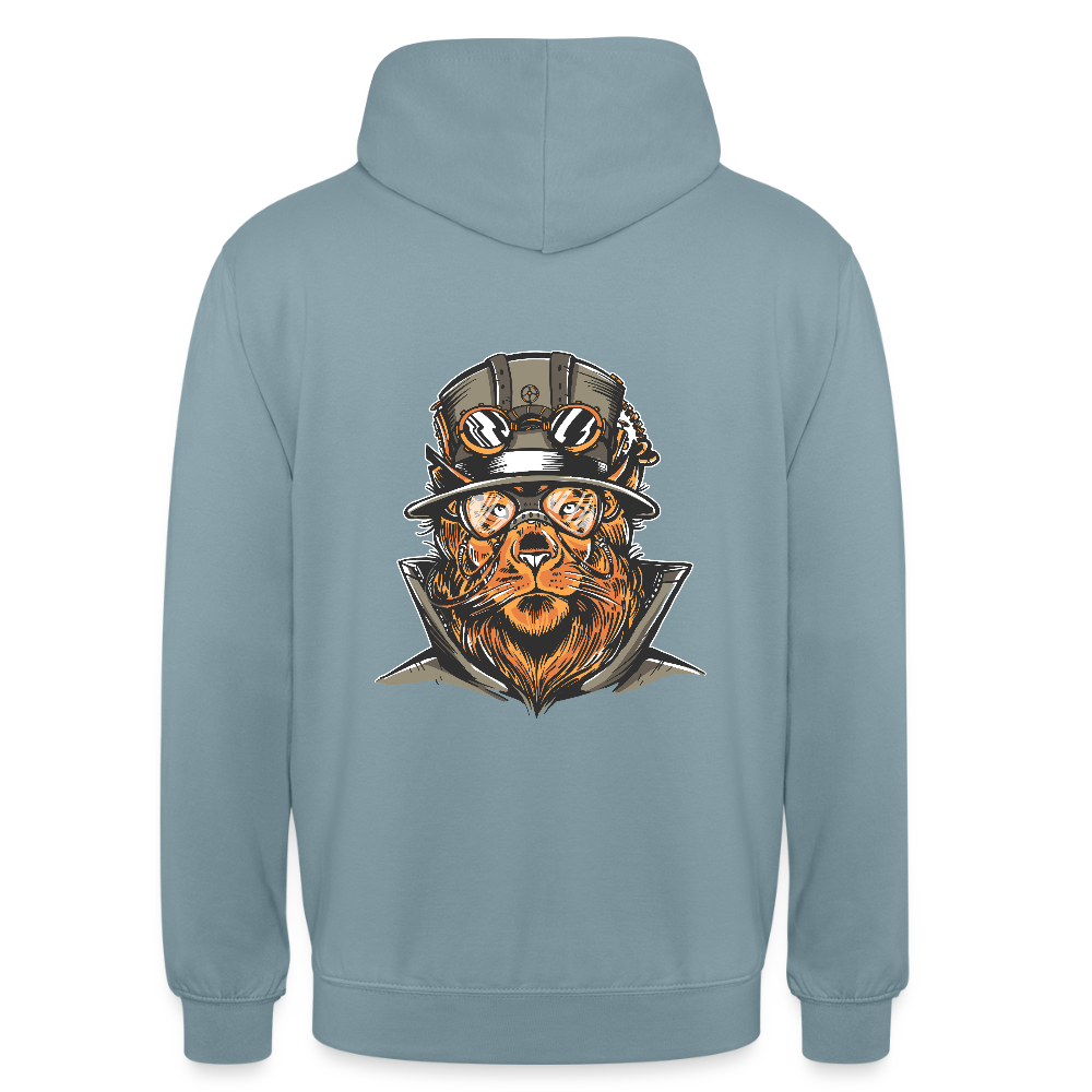 Sweat à Capuche Lion Steampunk - REF00003 - bleu fumée