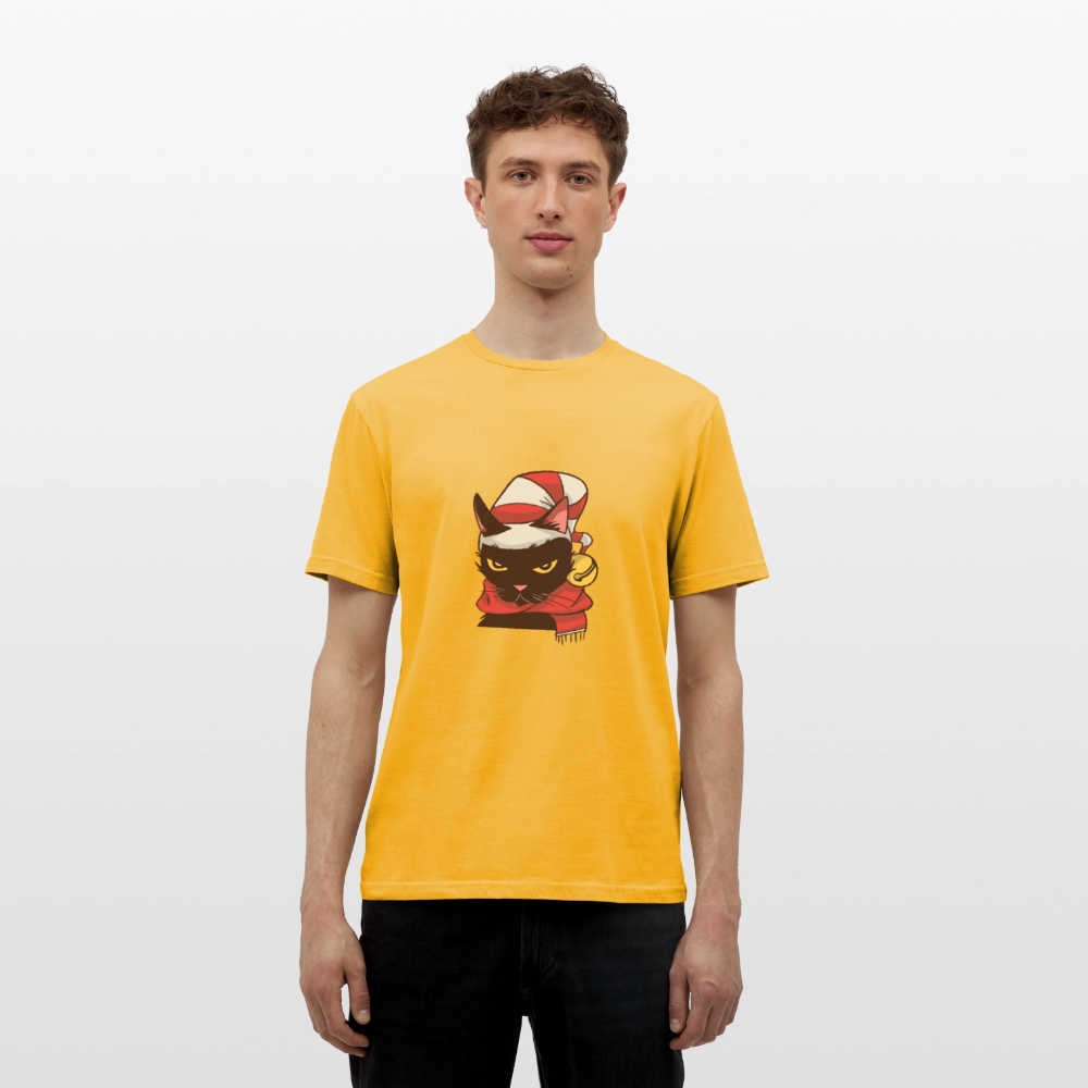 T-shirt Homme – Chat de Noël Grincheux - REF00005 - jaune