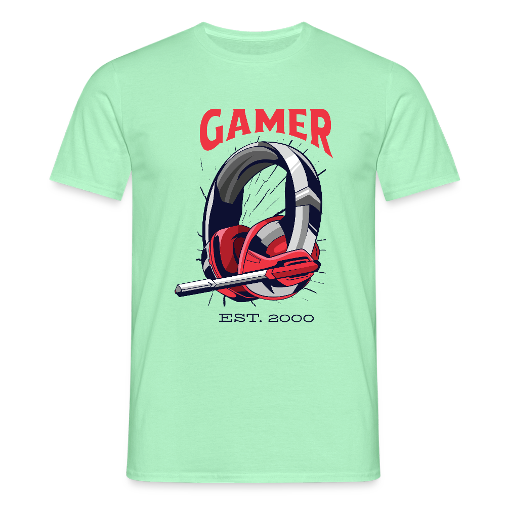 T-shirt Gamer Homme | Casque Rétro - vert menthe