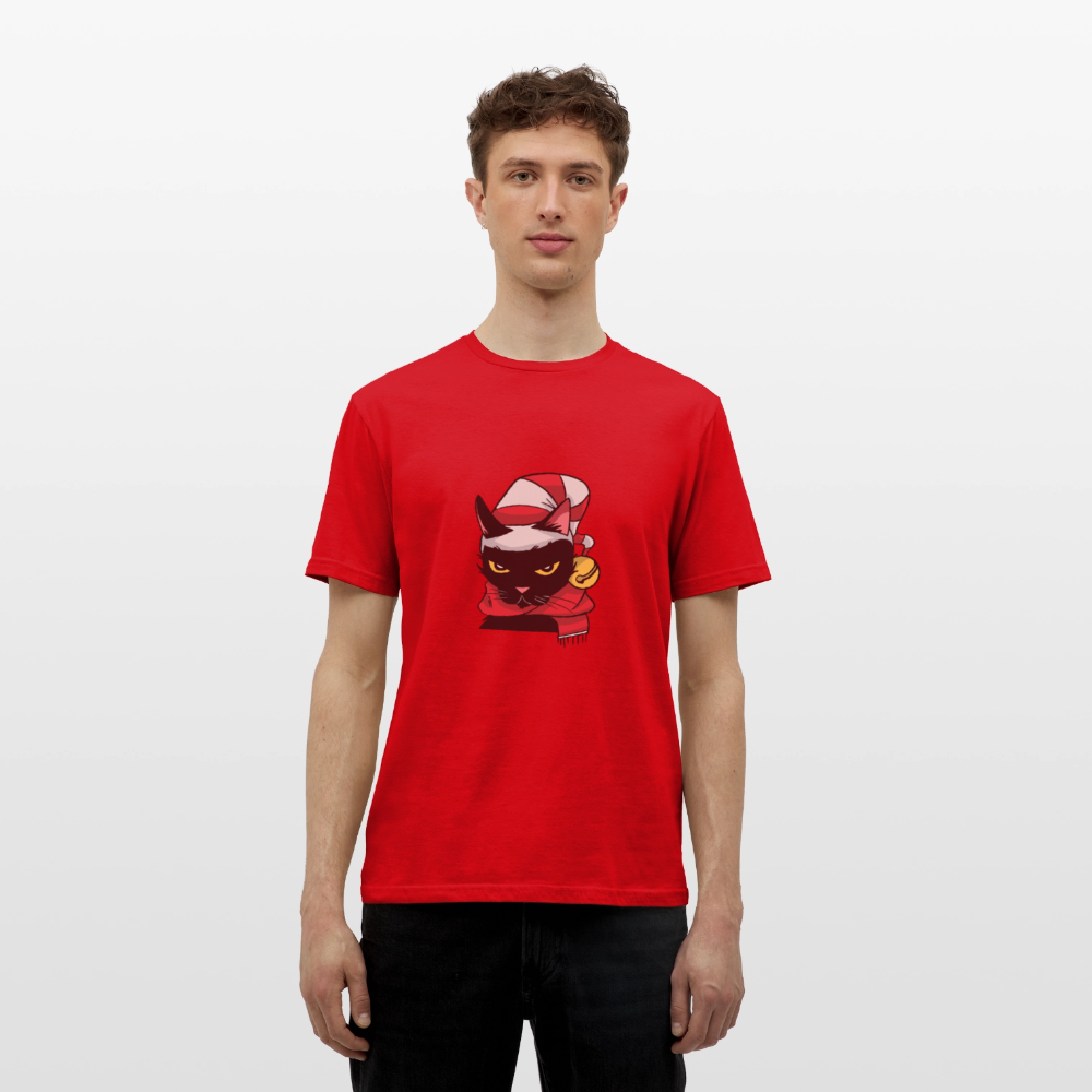 T-shirt Homme – Chat de Noël Grincheux - REF00005 - rouge