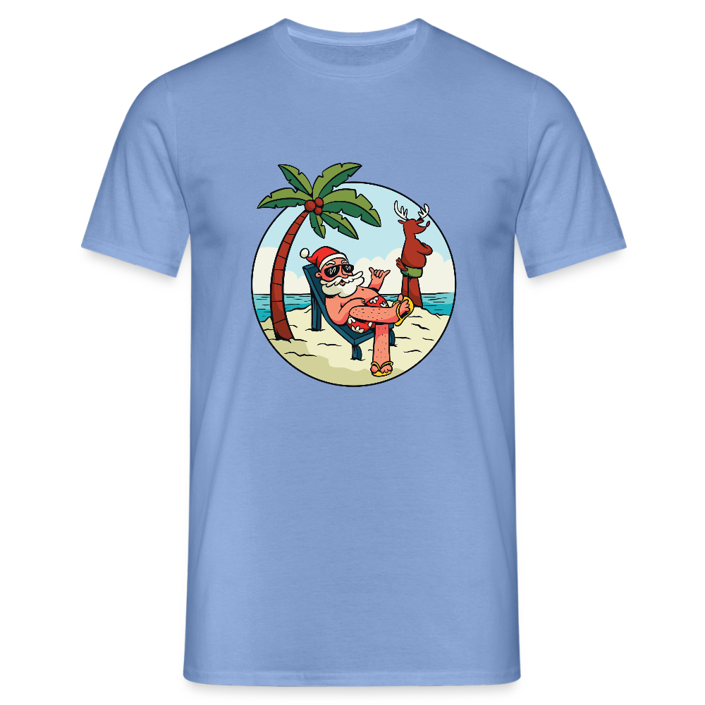 🎅 T-shirt Homme “Santa Chill” – Vacances, Soleil & Style | UNiKtee REF00042 - carolina blue