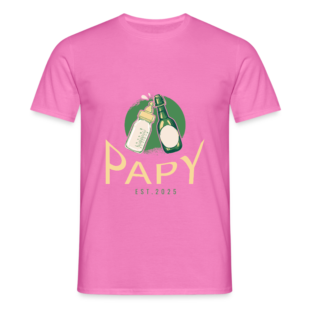T-shirt Homme “Papy Est.2025” – Cadeau Original pour Nouveau Grand-Père | REF00059 - rose