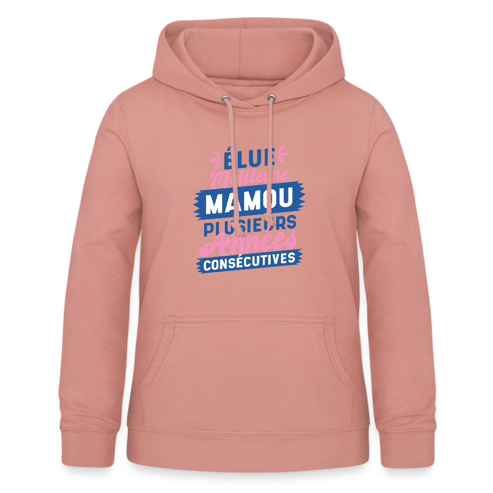 💕 Sweat à Capuche Femme “Élue Meilleure Mamou” – Douceur & Tendresse | UNiKtee REF00032 - rose poudré