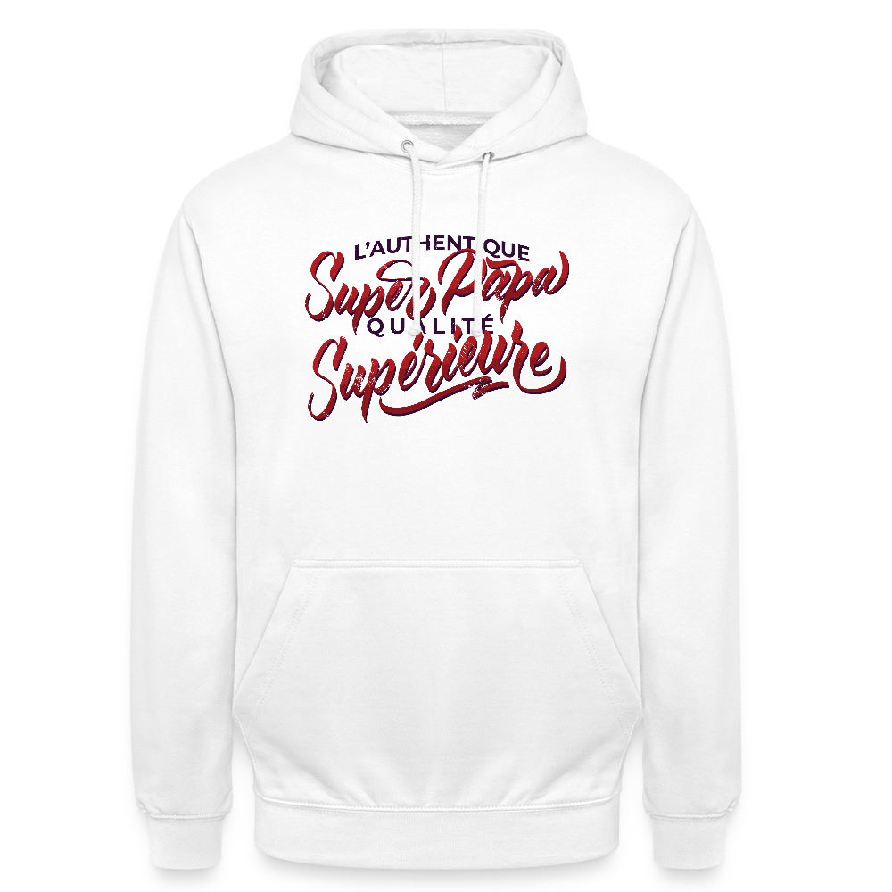 Sweat à Capuche Homme “Super Papa – Qualité Supérieure” | UNiKtee REF00036 - blanc
