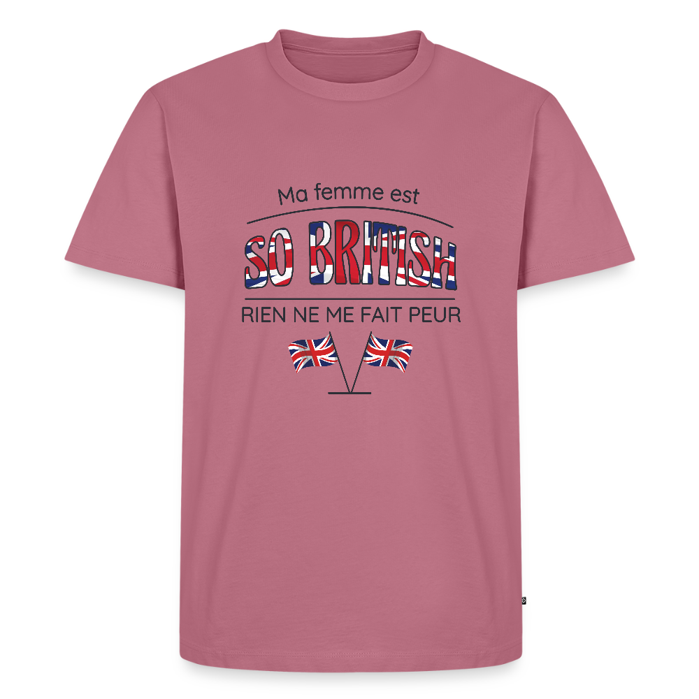 🇬🇧 T-shirt Homme “Ma femme est so British” – Humour & Couple Mixte | UNiKtee REF00073 - mauve