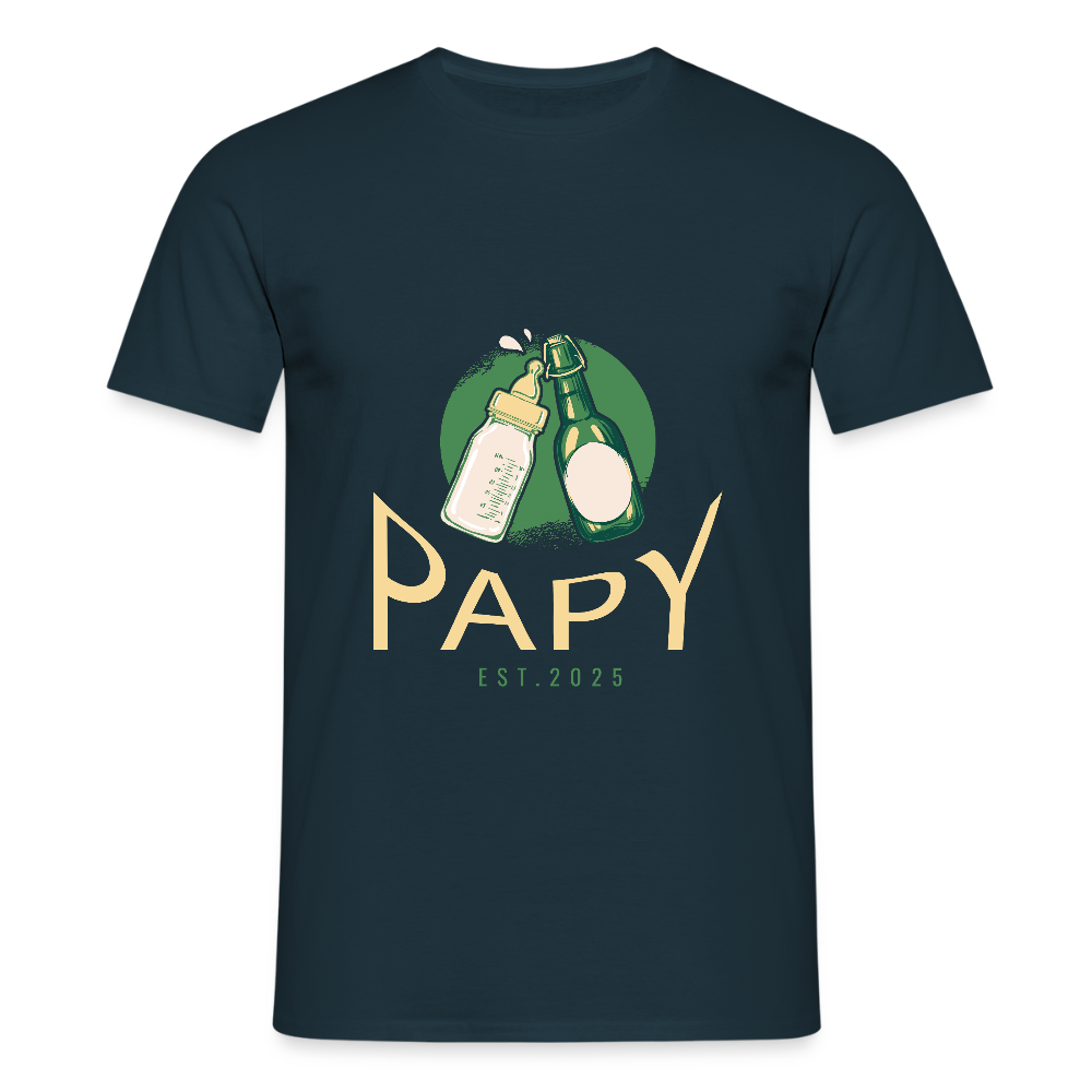 T-shirt Homme “Papy Est.2025” – Cadeau Original pour Nouveau Grand-Père | REF00059 - marine