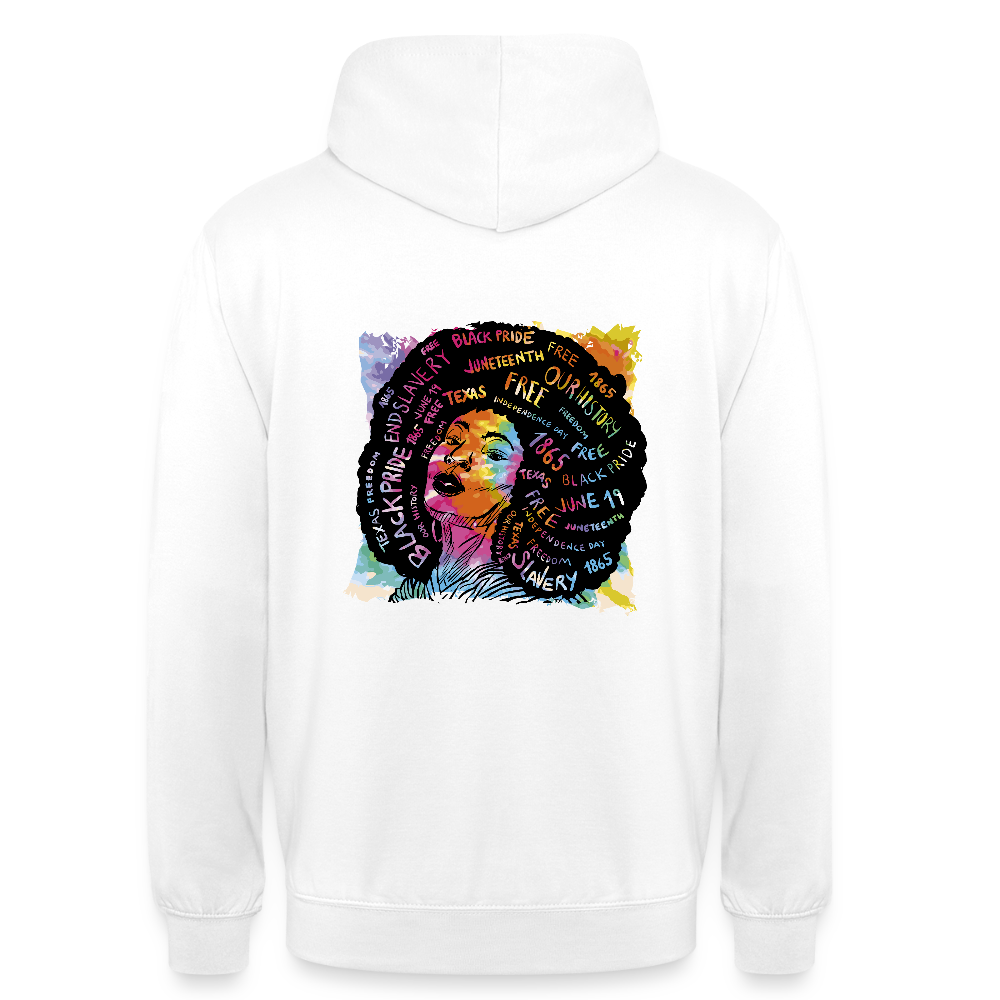 Sweat à Capuche Unisexe “Afro Queen” – Art Coloré & Message d’Empowerment | REF00063 - blanc