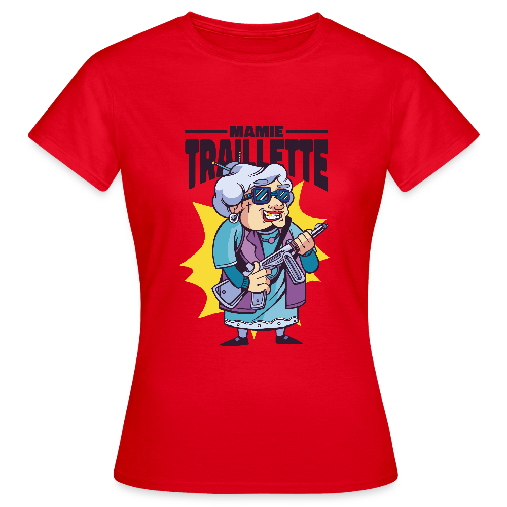 💜 T-shirt Femme “Mamie Trailette” – Humour & Style Vintage | UNiKtee REF00047 - rouge