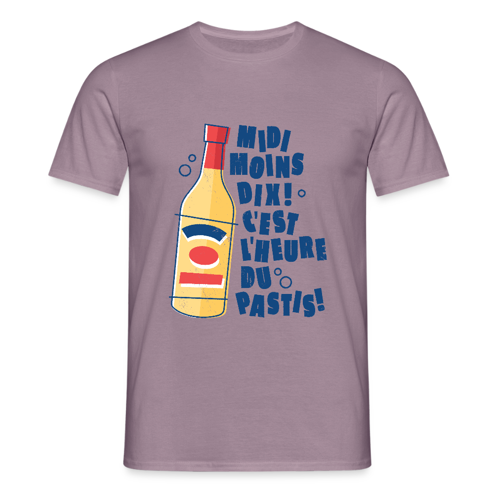 T-shirt Homme “C’est l’heure du Pastis” – Humour & Apéro du Sud | UNiKtee REF00039 - mauve gris 