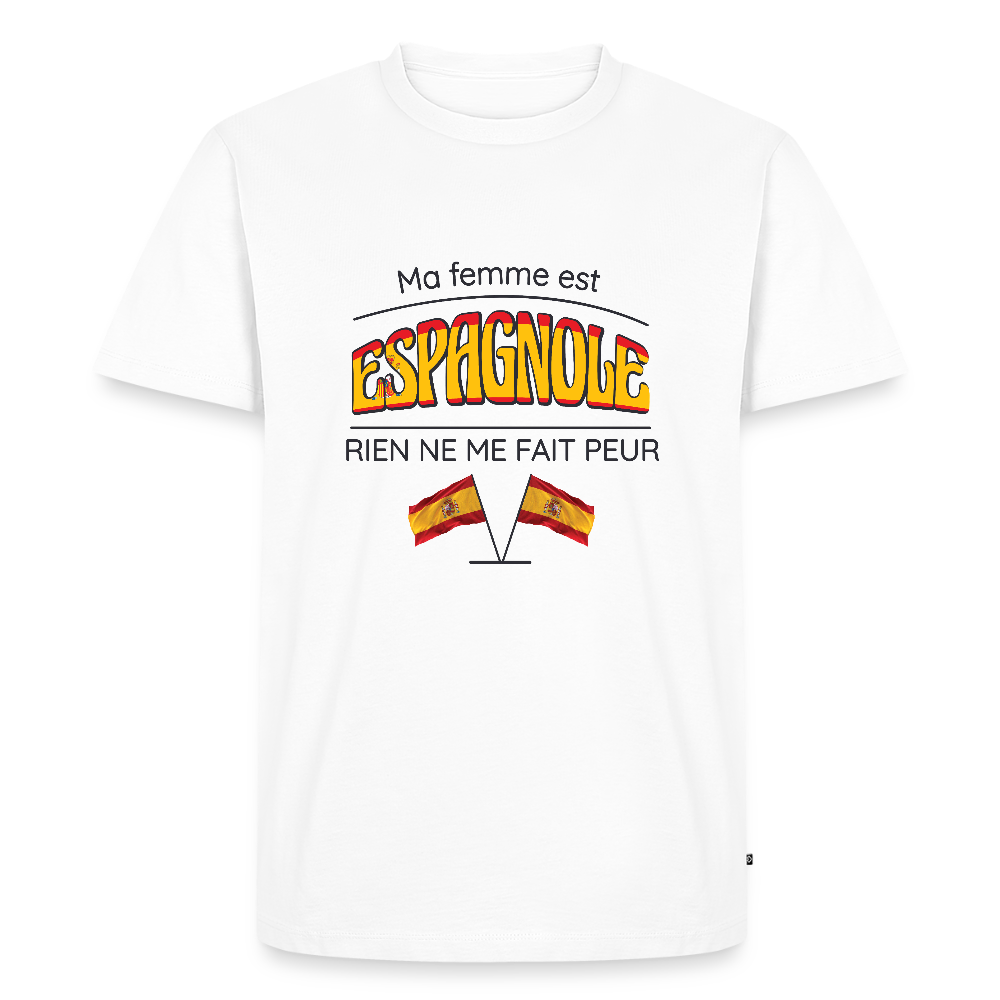 💃 T-shirt Homme “Ma femme est espagnole” – Humour & Passion | UNiKtee REF00075 - blanc