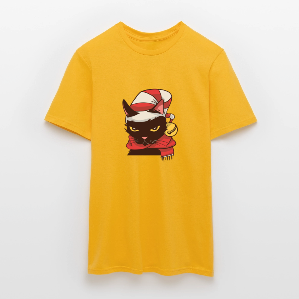 T-shirt Homme – Chat de Noël Grincheux - REF00005 - jaune