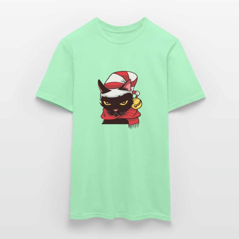 T-shirt Homme – Chat de Noël Grincheux - REF00005 - vert menthe