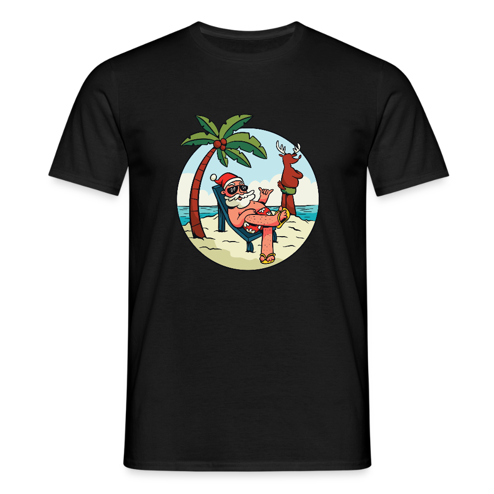 🎅 T-shirt Homme “Santa Chill” – Vacances, Soleil & Style | UNiKtee REF00042 - noir