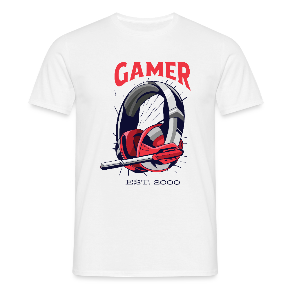 T-shirt Gamer Homme | Casque Rétro - blanc