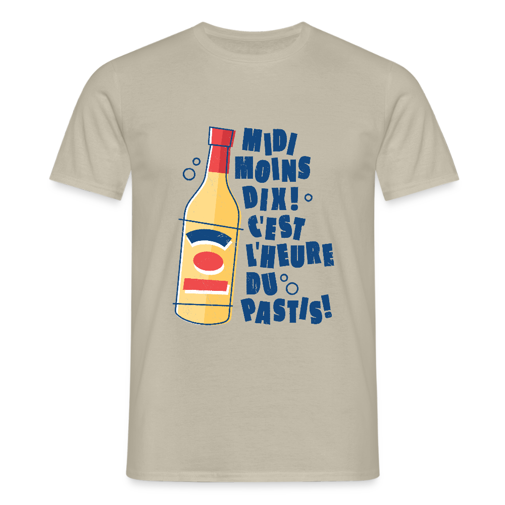 T-shirt Homme “C’est l’heure du Pastis” – Humour & Apéro du Sud | UNiKtee REF00039 - beige sable